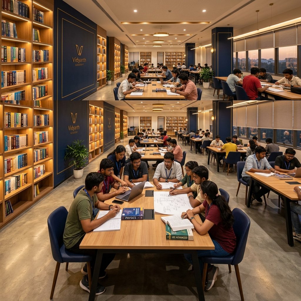 Students studying in library